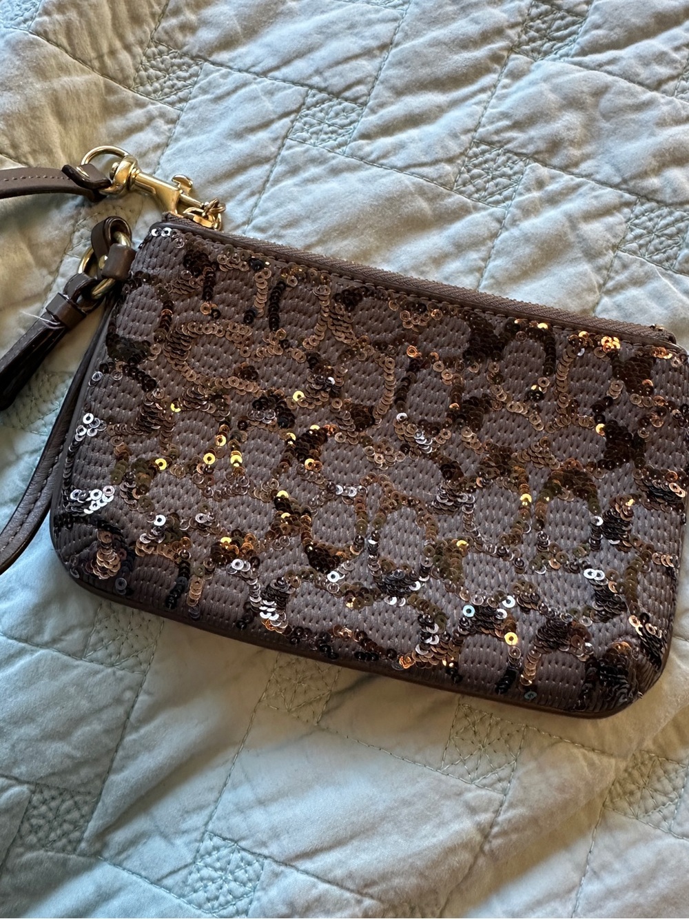 Coach Sequined Monogram Clutch Wristlet